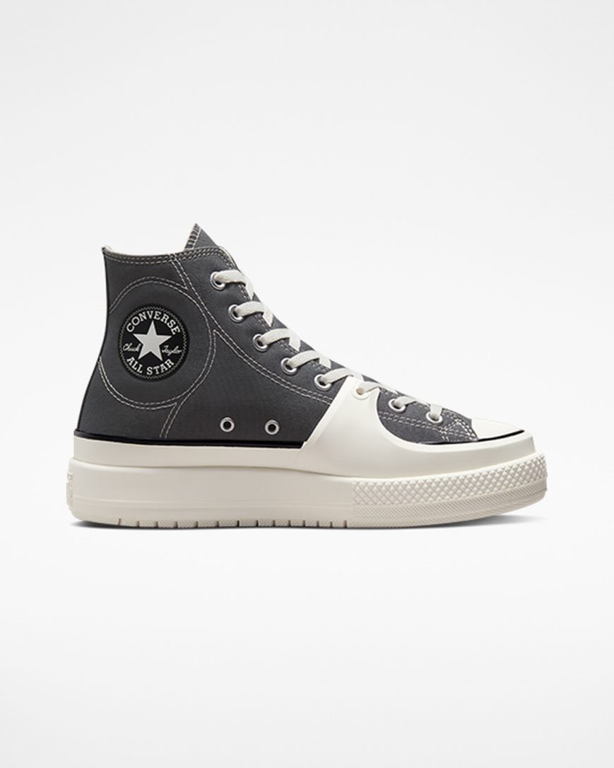 Pánské Boty Vysoké Converse Chuck Taylor All Star Construct Šedé Bílé | CZ UQAZ27